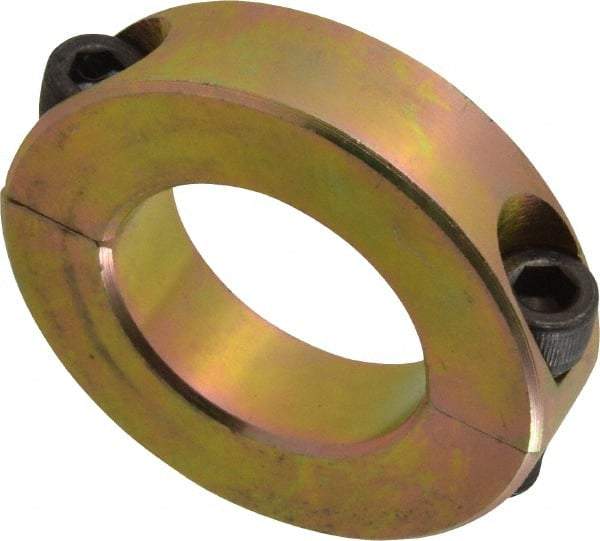 Climax Metal Products - 1-3/16" Bore, Steel, Two Piece Clamping Shaft Collar - 2-1/16" Outside Diam, 1/2" Wide - USA Tool & Supply