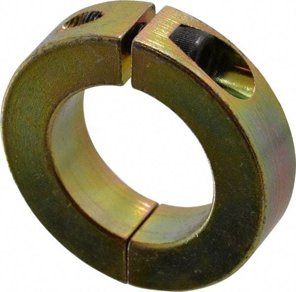 Climax Metal Products - 1-3/8" Bore, Steel, Two Piece Clamping Shaft Collar - 2-1/4" Outside Diam, 9/16" Wide - USA Tool & Supply
