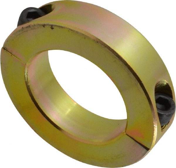 Climax Metal Products - 1-1/2" Bore, Steel, Two Piece Clamping Shaft Collar - 2-3/8" Outside Diam, 9/16" Wide - USA Tool & Supply