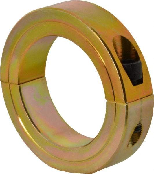 Climax Metal Products - 2-3/16" Bore, Steel, Two Piece Clamping Shaft Collar - 3-1/4" Outside Diam, 3/4" Wide - USA Tool & Supply