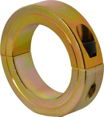 Climax Metal Products - 2-3/16" Bore, Steel, Two Piece Clamping Shaft Collar - 3-1/4" Outside Diam, 3/4" Wide - USA Tool & Supply