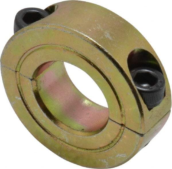 Climax Metal Products - 11/16" Bore, Steel, Two Piece Clamping Shaft Collar - 1-3/8" Outside Diam, 7/16" Wide - USA Tool & Supply