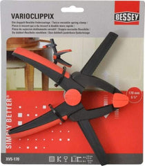 Bessey - 6-1/2" Jaw Opening Capacity, 2" Throat Depth, Double Variable Jaw, Spring Clamp - Plastic Body, Plastic Handle, Plastic Tip, 9" OAL - USA Tool & Supply