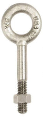 Gibraltar - 1,200 Lb Capacity, Stainless Steel, 3/8 Thread, Fixed Lifting Eye Bolt - Partially Threaded, 4-1/4" Shank, 2" Thread Length, No Shoulder - USA Tool & Supply