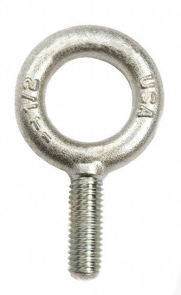 Gibraltar - 7,000 Lb Capacity, Steel, 7/8-9 Thread, Lifting Eye Bolt - Fully Threaded, 3" Shank, 3" Thread Length, No Shoulder - USA Tool & Supply