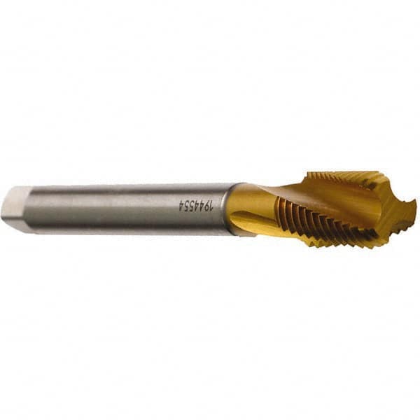 Emuge - 3/4-16 UNF, 4 Flute, TiN Finish Cobalt Slow Spiral Flute Tap - USA Tool & Supply