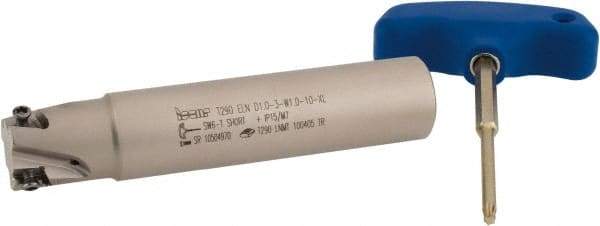 Iscar - 1" Cut Diam, 0.394" Max Depth of Cut, 1" Shank Diam, 5" OAL, Indexable Square Shoulder End Mill - T290 LN.T 1004 Inserts, Weldon Shank, 90° Lead Angle, Through Coolant, Series SumoMill - USA Tool & Supply