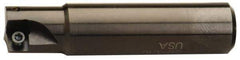 Cutting Tool Technologies - 1-1/4" Cut Diam, 0.37" Max Depth of Cut, 3/4" Shank Diam, 3" OAL, Indexable Square Shoulder End Mill - SNMC 333B Inserts, Weldon Shank, Through Coolant - USA Tool & Supply