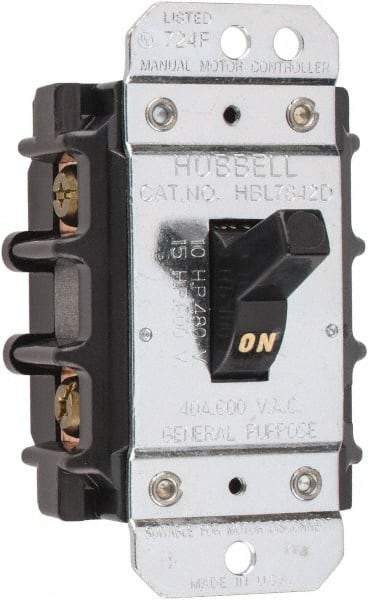 Hubbell Wiring Device-Kellems - 2 Poles, 40 Amp, Open Toggle Manual Motor Starter - 15 hp, CSA Certified & UL Listed - USA Tool & Supply