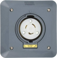 Hubbell Wiring Device-Kellems - 125 VAC, 20 Amp, L5-20R NEMA, Self Grounding Receptacle - 2 Poles, 3 Wire, Female End, Gray - USA Tool & Supply