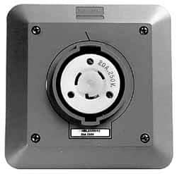 Hubbell Wiring Device-Kellems - 250 VAC, 20 Amp, L6-20R NEMA, Self Grounding Receptacle - 2 Poles, 3 Wire, Female End, Gray - USA Tool & Supply