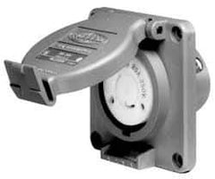 Hubbell Wiring Device-Kellems - 125/250 VAC, 30 Amp, L14-30R NEMA, Self Grounding Receptacle - 3 Poles, 4 Wire, Female End, Gray - USA Tool & Supply
