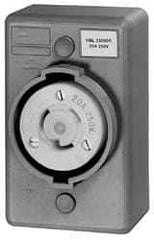 Hubbell Wiring Device-Kellems - 277 VAC, 20 Amp, L7-20R NEMA, Self Grounding Receptacle - 2 Poles, 3 Wire, Female End, Gray - USA Tool & Supply
