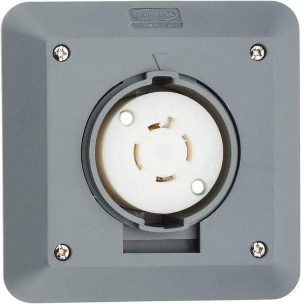 Hubbell Wiring Device-Kellems - 125/250 VAC, 20 Amp, L14-20R NEMA, Self Grounding Receptacle - 3 Poles, 4 Wire, Female End, Gray - USA Tool & Supply