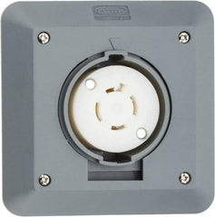 Hubbell Wiring Device-Kellems - 125/250 VAC, 20 Amp, L14-20R NEMA, Self Grounding Receptacle - 3 Poles, 4 Wire, Female End, Gray - USA Tool & Supply
