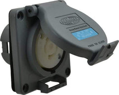 Hubbell Wiring Device-Kellems - 250 VAC, 20 Amp, L15-20R NEMA, Self Grounding Receptacle - 3 Poles, 4 Wire, Female End, Gray - USA Tool & Supply