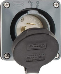 Hubbell Wiring Device-Kellems - 250 VAC, 20 Amp, L15-20P NEMA, Self Grounding Inlet - 3 Poles, 4 Wire, Male End, Gray - USA Tool & Supply