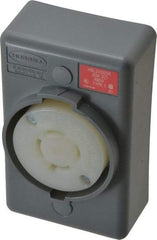 Hubbell Wiring Device-Kellems - 480 VAC, 20 Amp, L16-20R NEMA, Self Grounding Receptacle - 3 Poles, 4 Wire, Female End, Gray - USA Tool & Supply