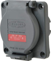 Hubbell Wiring Device-Kellems - 480 VAC, 20 Amp, L16-20R NEMA, Self Grounding Receptacle - 3 Poles, 4 Wire, Female End, Gray - USA Tool & Supply
