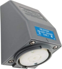 Hubbell Wiring Device-Kellems - 120/208 VAC, 20 Amp, L21-20R NEMA, Self Grounding Receptacle - 4 Poles, 5 Wire, Female End, Gray - USA Tool & Supply