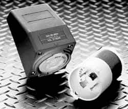 Hubbell Wiring Device-Kellems - 125 VAC, 30 Amp, L5-30R NEMA, Self Grounding Receptacle - 2 Poles, 3 Wire, Female End, Gray - USA Tool & Supply