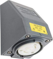 Hubbell Wiring Device-Kellems - 125 VAC, 30 Amp, L5-30R NEMA, Self Grounding Receptacle - 2 Poles, 3 Wire, Female End, Gray - USA Tool & Supply