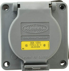 Hubbell Wiring Device-Kellems - 125 VAC, 30 Amp, L5-30R NEMA, Self Grounding Receptacle - 2 Poles, 3 Wire, Female End, Gray - USA Tool & Supply