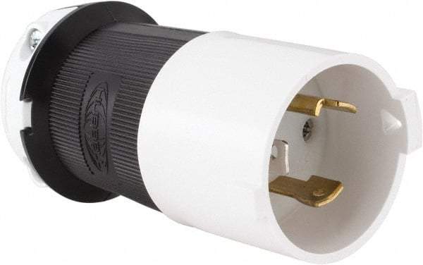 Hubbell Wiring Device-Kellems - 125 VAC, 30 Amp, L5-30P Configuration, Industrial Grade, Self Grounding Plug - 1 Phase, 2 Poles, IP20, 0.36 to 0.93 Inch Cord Diameter - USA Tool & Supply