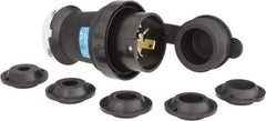 Hubbell Wiring Device-Kellems - 250 VAC, 30 Amp, L6-30P Configuration, Industrial Grade, Self Grounding Plug - 1 Phase, 2 Poles, IP66, 0.36 to 0.93 Inch Cord Diameter - USA Tool & Supply