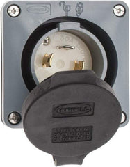 Hubbell Wiring Device-Kellems - 125/250 VAC, 30 Amp, L14-30P NEMA, Self Grounding Inlet - 3 Poles, 4 Wire, Male End, Gray - USA Tool & Supply