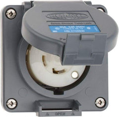 Hubbell Wiring Device-Kellems - 250 VAC, 30 Amp, L15-30R NEMA, Self Grounding Receptacle - 3 Poles, 4 Wire, Female End, Gray - USA Tool & Supply