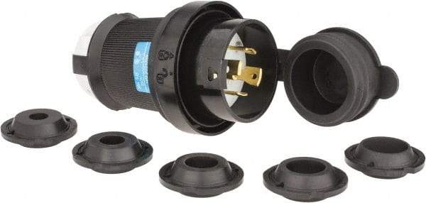 Hubbell Wiring Device-Kellems - 250 VAC, 30 Amp, L15-30P Configuration, Industrial Grade, Self Grounding Plug - 3 Phase, 3 Poles, IP66, 0.35 to 1.15 Inch Cord Diameter - USA Tool & Supply
