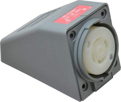 Hubbell Wiring Device-Kellems - 480 VAC, 30 Amp, L16-30R NEMA, Self Grounding Receptacle - 3 Poles, 4 Wire, Female End, Gray - USA Tool & Supply