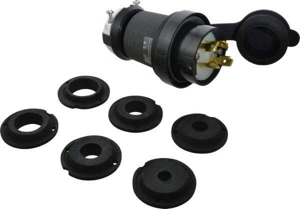 Hubbell Wiring Device-Kellems - 600 VAC, 30 Amp, L17-30P Configuration, Industrial Grade, Self Grounding Plug - 3 Phase, 3 Poles, IP66, 0.35 to 1.15 Inch Cord Diameter - USA Tool & Supply
