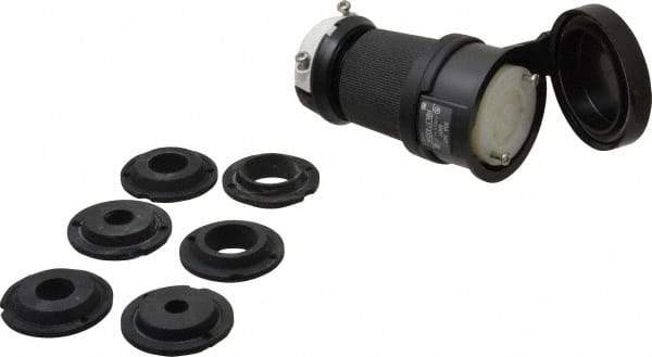 Hubbell Wiring Device-Kellems - 600 VAC, 30 Amp, L17-30R Configuration, Industrial Grade, Self Grounding Connector - 3 Phase, 3 Poles, IP66, 0.35 to 1.15 Inch Cord Diameter - USA Tool & Supply