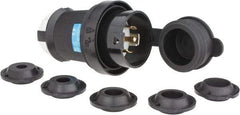 Hubbell Wiring Device-Kellems - 120/208 VAC, 30 Amp, L21-30P Configuration, Industrial Grade, Self Grounding Plug - 3 Phase, 4 Poles, IP66, 0.35 to 1.15 Inch Cord Diameter - USA Tool & Supply