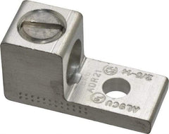 Thomas & Betts - 14-2/0 AWG Noninsulated Compression Connection Rectangle Ring Terminal - 1/4" Stud, 1-15/32" OAL x 5/8" Wide, Tin Plated Aluminum Contact - USA Tool & Supply