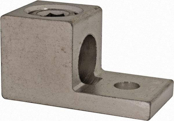 Thomas & Betts - 6 AWG Noninsulated Square Ring Terminal - 5/16" Stud, 2" OAL x 1" Wide, Tin Plated Aluminum Contact - USA Tool & Supply