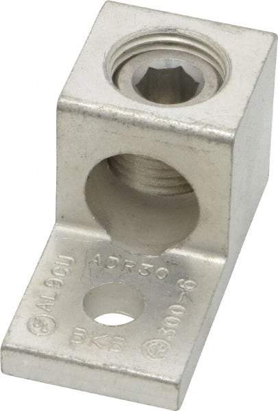 Thomas & Betts - 6 AWG Noninsulated Compression Connection Square Ring Terminal - 5/16" Stud, 2" OAL x 1" Wide, Tin Plated Aluminum Contact - USA Tool & Supply