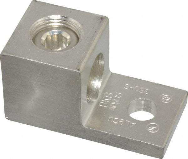 Thomas & Betts - 6 AWG Noninsulated Compression Connection Square Ring Terminal - 3/8" Stud, 2-1/4" OAL x 1-1/8" Wide, Tin Plated Aluminum Contact - USA Tool & Supply