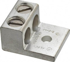 Thomas & Betts - 14-2/0 AWG Noninsulated Compression Connection Rectangle Ring Terminal - 1/4" Stud, 1-15/32" OAL x 1-1/4" Wide, Tin Plated Aluminum Contact - USA Tool & Supply