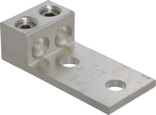 Thomas & Betts - 6 AWG Noninsulated Compression Connection Rectangle Ring Terminal - 1/2" Stud, 4-1/4" OAL x 2-19/64" Wide, Tin Plated Aluminum Contact - USA Tool & Supply