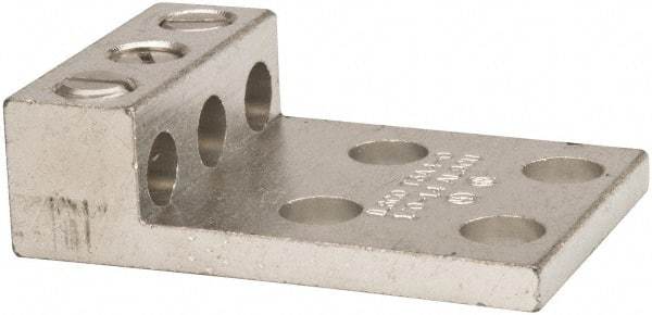 Thomas & Betts - 14-1/0 AWG Noninsulated Compression Connection Rectangle Ring Terminal - 3/8" Stud, 2-29/32" OAL x 2" Wide, Tin Plated Aluminum Contact - USA Tool & Supply