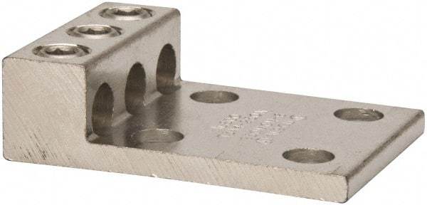 Thomas & Betts - 6 AWG Noninsulated Compression Connection Rectangle Ring Terminal - 1/2" Stud, 4-3/16" OAL x 2-13/16" Wide, Tin Plated Aluminum Contact - USA Tool & Supply