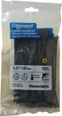 Thomas & Betts - 5.6" Long Black Nylon Standard Cable Tie - 30 Lb Tensile Strength, 1.21mm Thick, 1-1/4" Max Bundle Diam - USA Tool & Supply