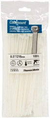 Thomas & Betts - 8-1/2" Long Natural (Color) Nylon Standard Cable Tie - 40 Lb Tensile Strength, 1.13mm Thick, 4" Max Bundle Diam - USA Tool & Supply