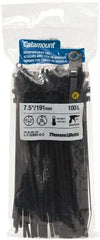 Thomas & Betts - 7-1/2" Long Black Nylon Mountable Cable Tie - 50 Lb Tensile Strength - USA Tool & Supply