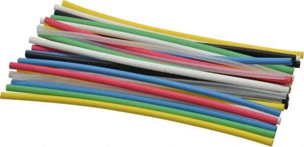 3M - 6" Long, 2:1, Polyolefin Heat Shrink Electrical Tubing - Black, Blue, Clear, Green, Red, White, Yellow - USA Tool & Supply