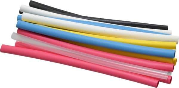 3M - 6" Long, 2:1, Polyolefin Heat Shrink Electrical Tubing - Black, Blue, Clear, Green, Red, White, Yellow - USA Tool & Supply