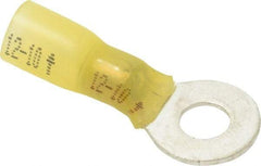 3M - 12-10 AWG Partially Insulated Crimp Connection Circular Ring Terminal - 1/4" Stud, 1.2" OAL x 0.59" Wide, Copper Contact - USA Tool & Supply